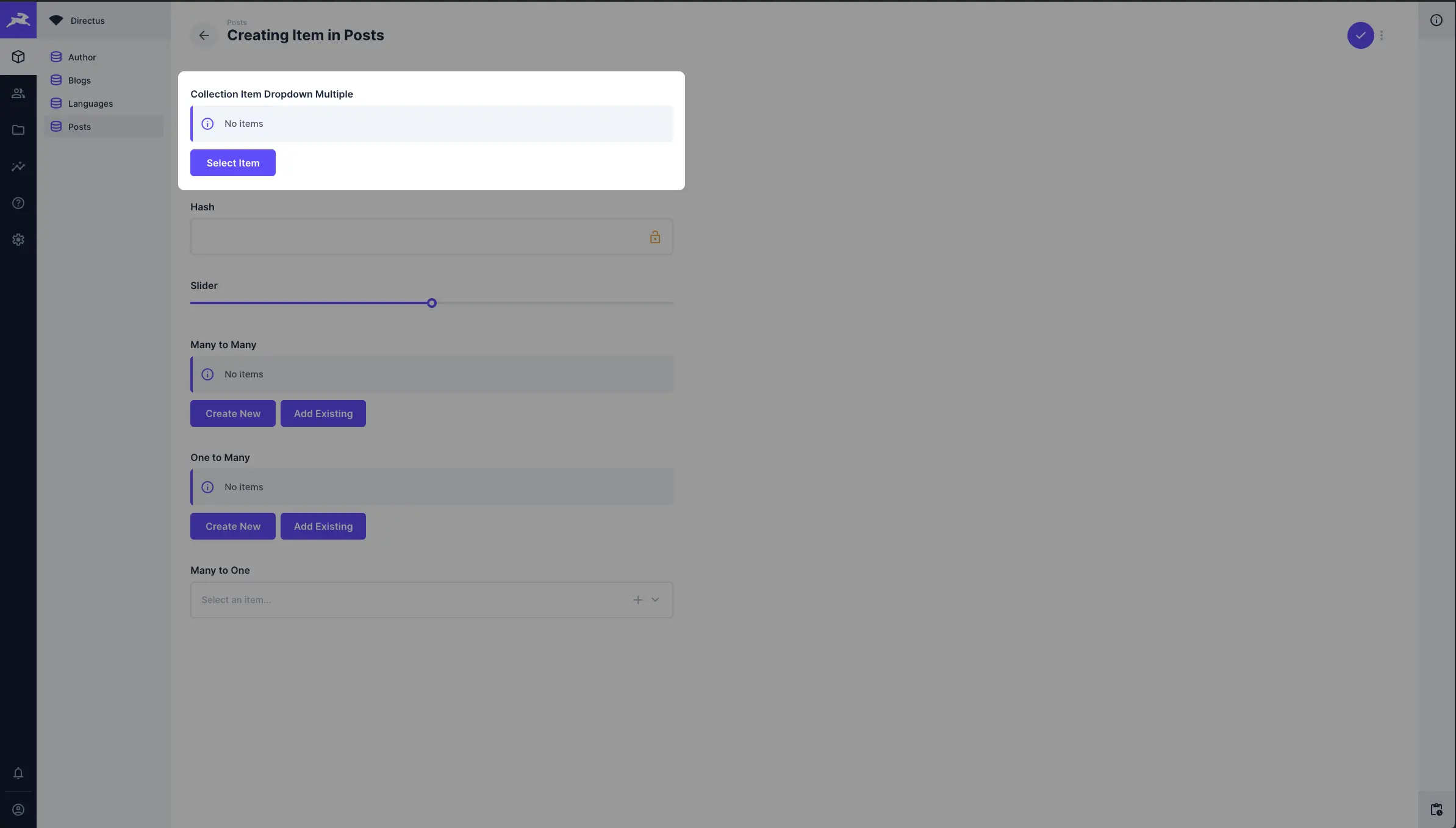 A collection multiple item field